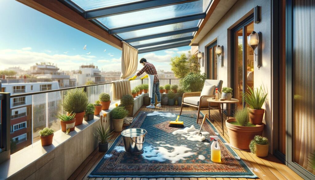 Zabezpieczenie dywanów na balkonie poprzez świetliki z poliwęglanu